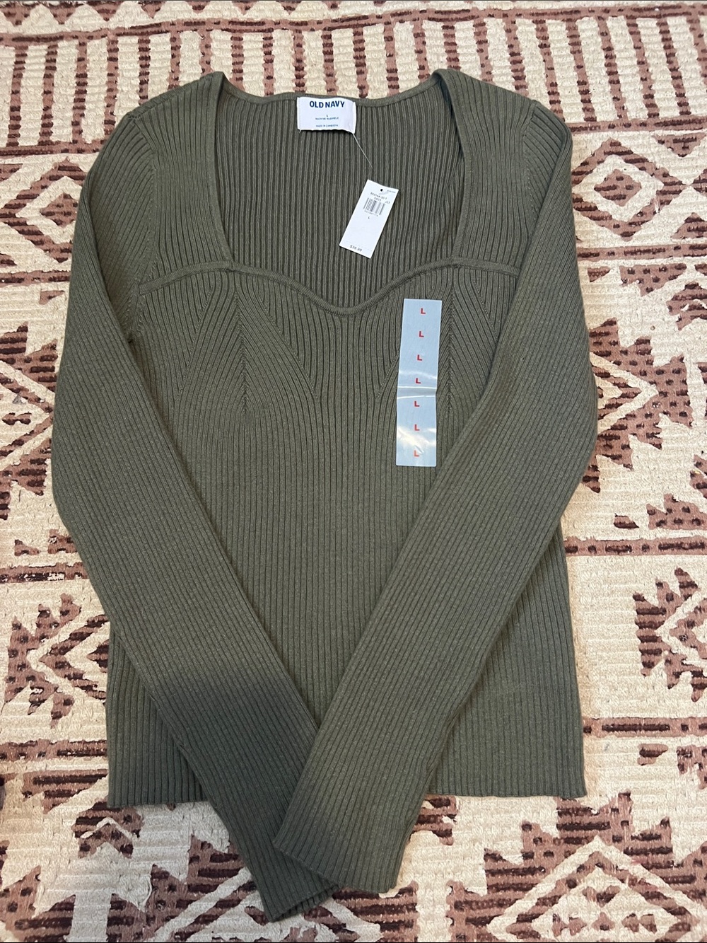 Old Navy Olive Green Ribbed Knit Crop